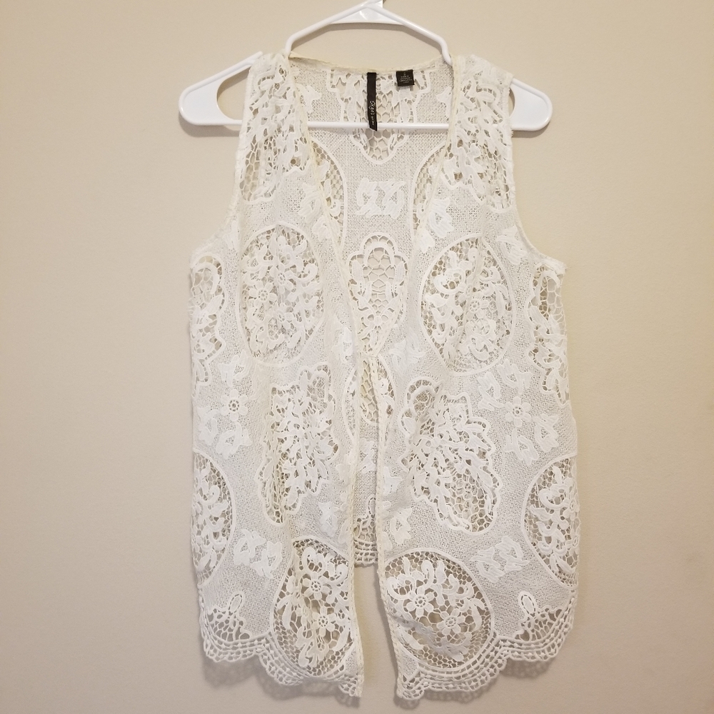 Skyler's the Limit White Lace Vest